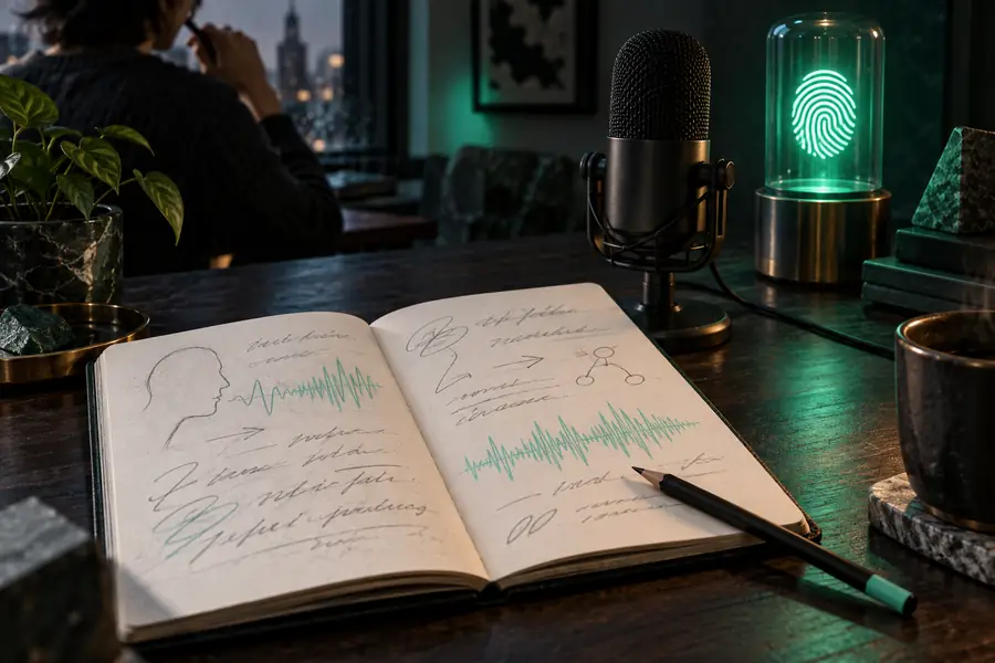 Illustration representing a written synthetic voice request